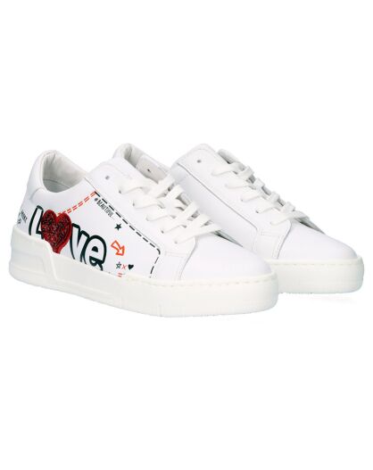 Sneakers en Cuir Love blanc/rouge/noir